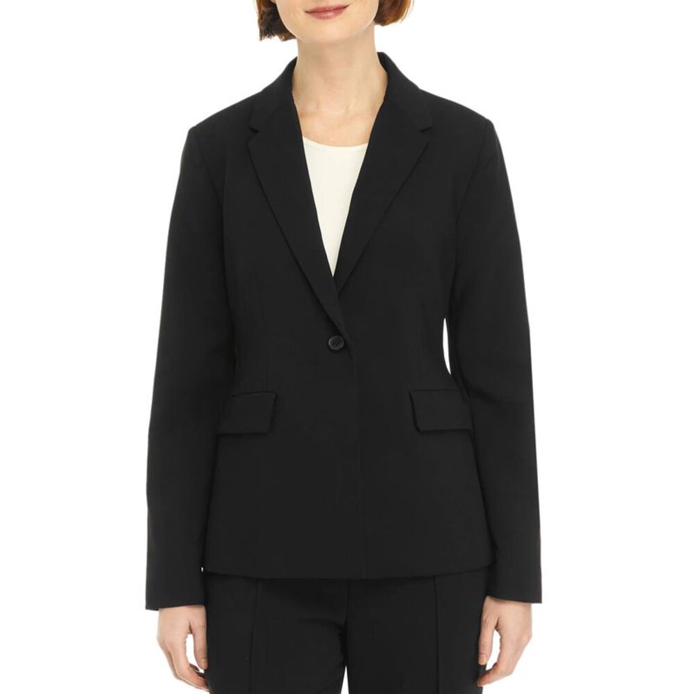 T Tahari Womens Notch-Lapel One-Button Blazer 8 Black - NWT